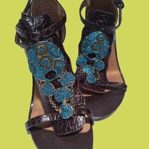 NWOT | ANTEBI  Leather and jewelry Sandal